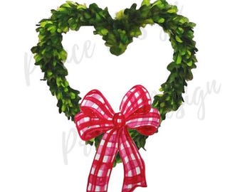 Valentine Boxwood Heart PNG – Digital Download for sublimation, Invitations, Wall Art & Decor