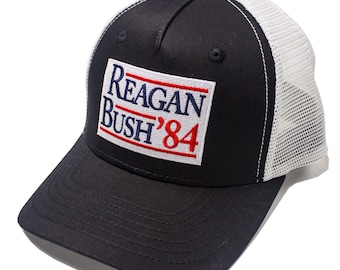 Reagan Bush '84 Trucker Black Hat Conservative Urban Ridge