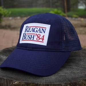 Reagan Bush ‘84 Navy Blue Vintage Trucker Hat