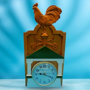 Rooster Clock Custom Handcrafted Wood