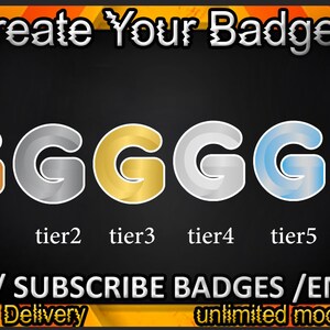 G Twitch sub badges, G Twitch emotes / G badges for streamers / Subscriber Badges