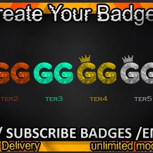 G Twitch Sub Badges, Gg Twitch Emotes / GG Badges für Streamer / Abonnenten Badges