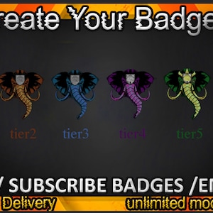 Elephant Head Twitch sub badges, Elephant Head Twitch emotes/Elephant Head badges for streamers/Elephant Head Subscriber Badges