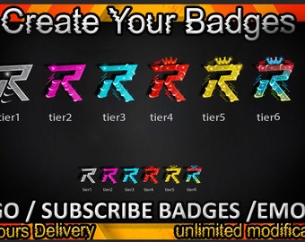 R Twitch sub badges / R Twitch emotes / R badges for streamers / R Subscriber Badges