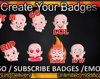 Twitch-subbadges, Twitch-emotes / badges voor streamers / abonneebadges