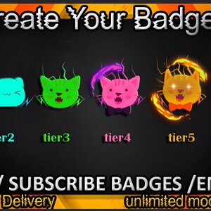 Cat Twitch sub badges, Cat Twitch emotes, Cat  badges for streamers, Cat  Subscriber Badges