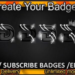 Subinsignias D de Twitch, emoticones D de Twitch / Insignias D para streamers / Insignias de suscriptor