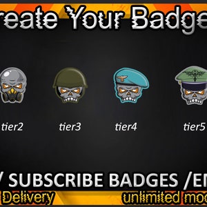 Skull Twitch sub badges, Skull Twitch emotes / Skull badges for streamers / Skull Subscriber Badges