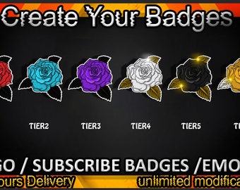 Flower Twitch sub badges, Flower Twitch emotes/Flower badges for streamers/Flower Subscriber Badges