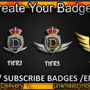 Insignias de suscripción de Twitch, emoticones de Twitch / Insignias para streamers / Insignias de suscriptor