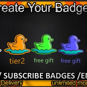 Duck Twitch sub badges, Duck Twitch emotes / Duck  badges for streamers /  Duck Subscriber Badges