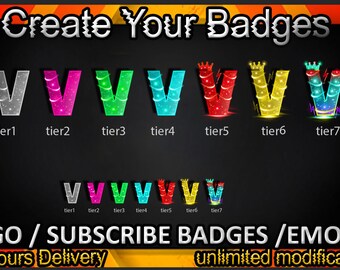 V Twitch sub badges / V Twitch emotes / V badges for streamers / V Subscriber Badges