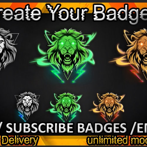 Lion Twitch Sub Badges / Lion Twitch Emotes / Lion Badges for Etsy