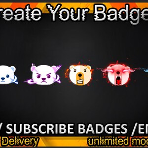 Polar Bear Twitch sub badges, Polar Bear Twitch emotes/Polar Bear badges for streamers/Polar Bear Subscriber Badges