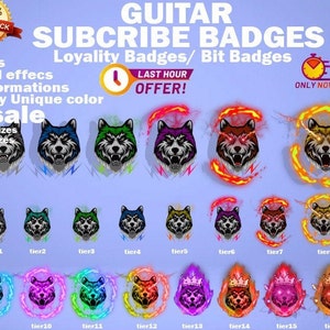 Sous-badges Wolf Twitch, emotes Twitch / Badges Wolf pour streamers / Badges d&#39;abonné
