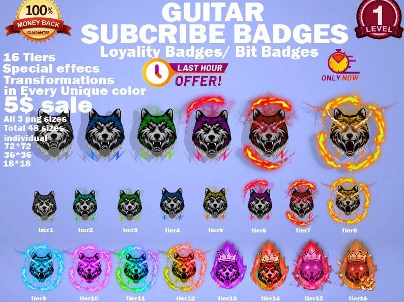 Wolf Twitch Sub Badges, Twitch Emotes / Wolf Badges for Streamers / Subscriber Badges Etsy