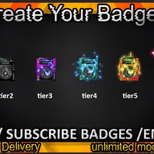 DJ Speaker Twitch-subbadges, DJ Speaker Twitch-emotes / DJ Speaker-badges voor streamers / Dj Speaker Abonnee-badges