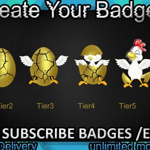 Odznaki subskrybentów Egg Twitch, emotikony Golden Egg Twitch / odznaki kur dla streamerów / Odznaki subskrybentów Egg hatching