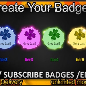 Insigne porte-bonheur Sous-badges Twitch, badge porte-bonheur Emotes Twitch / Badges porte-bonheur pour streamers / Insigne porte-bonheur Badges d'abonné