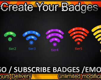 Wifi Twitch sub badges, Wifi Twitch emotes / Wi fi badges for streamers / Subscriber Badges
