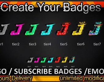 J Twitch sub badges / J Twitch emotes / J badges for streamers / J Subscriber Badges