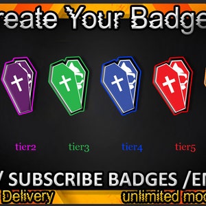 Coffin Twitch sub badges, Coffin Twitch emotes / Coffin  badges for streamers / Coffin Subscriber Badges