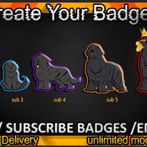 Dog Twitch sub badges, Black Dog Twitch emotes / Black Dog  badges for streamers / Black Dog Subscriber Badges
