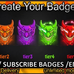 Devil Twitch sub badges, Devil Twitch emotes / Devil badges for streamers / Subscriber Badges
