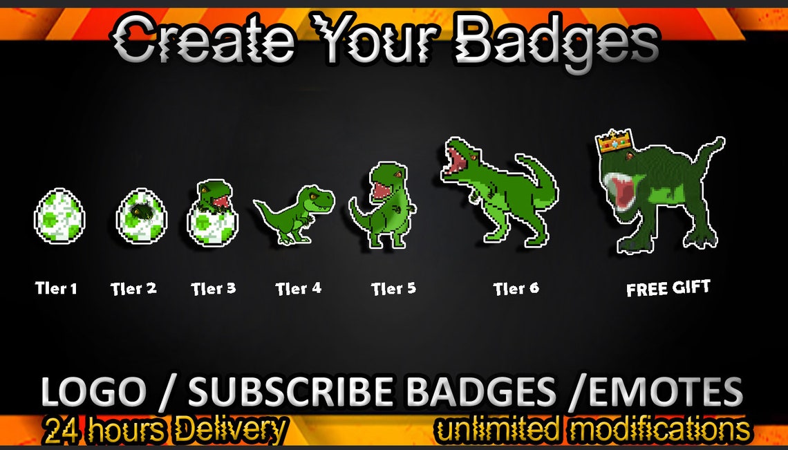 Dinosaur Twitch Sub Badges, Dinosaur Twitch Emotes / Dinosaur Pixelate ...