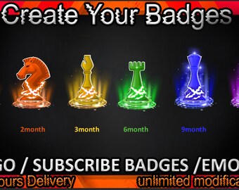 Insignias de suscripción de ajedrez para Twitch, emoticones de ajedrez para Twitch / Insignias de ajedrez para streamers / Insignias de suscriptor