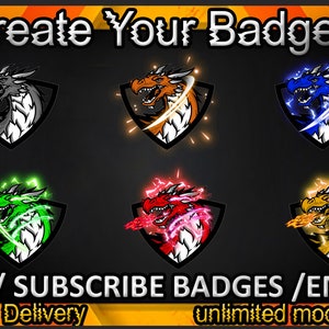 Dragon Twitch sub badges, Firing dragon Twitch emotes / Dinosaur badges for streamers / dragon fire Subscriber Badges