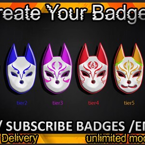 Cat Mask Twitch sub badges, Cat Mask Twitch emotes/Cat Mask badges for streamers/Cat Mask Subscriber Badges