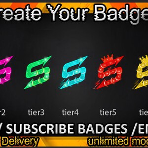 S Twitch sub badges / S Twitch emotes / S badges for streamers / S Subscriber Badges