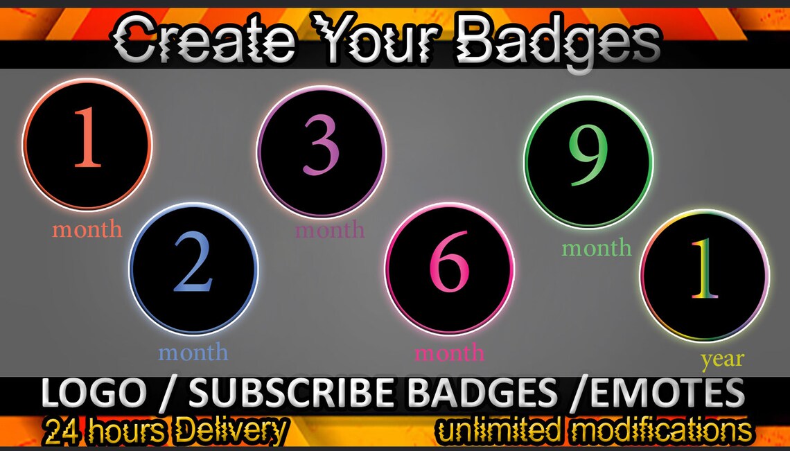 Number Twitch Sub Badges, Number Twitch Emotes/numbers Badges for