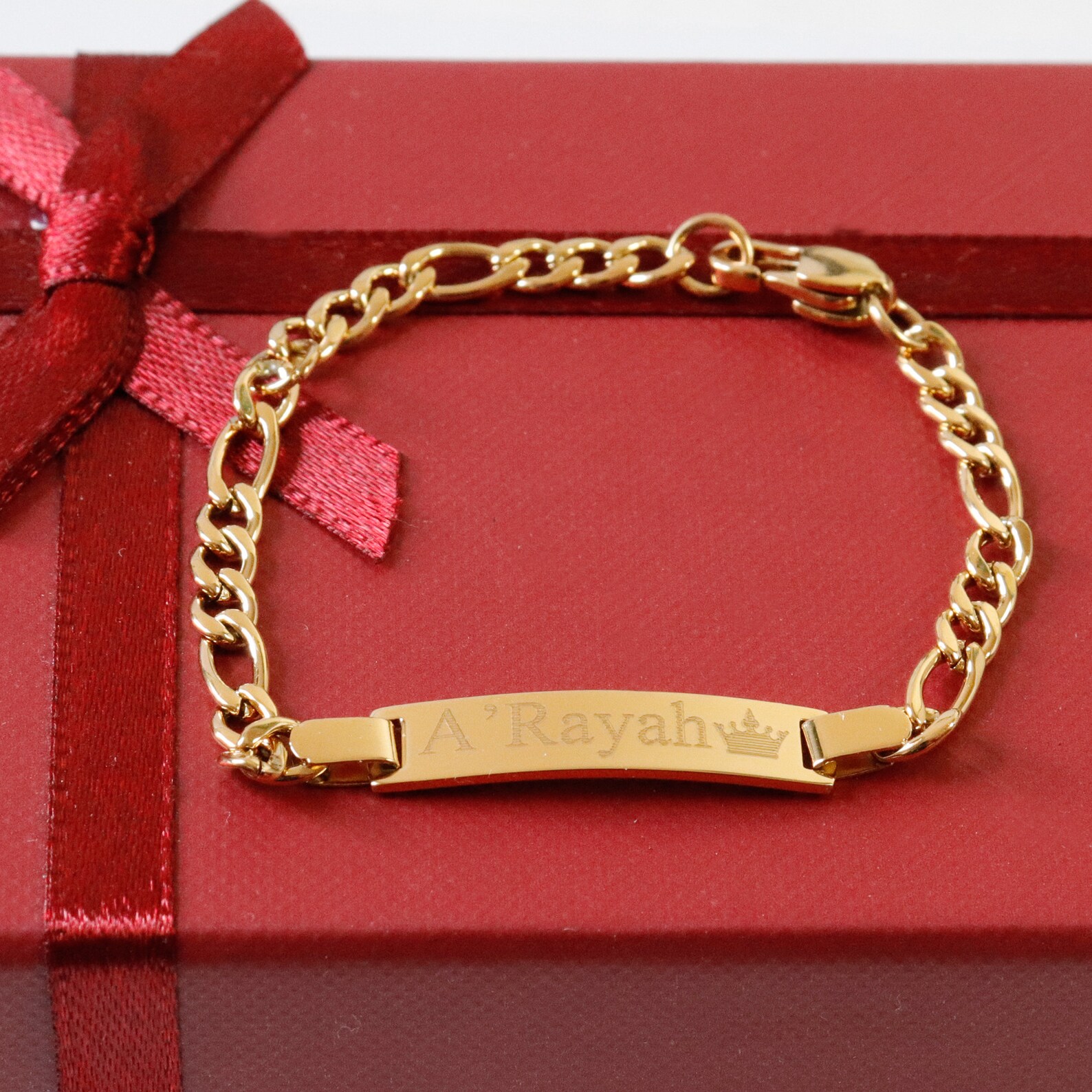 Personalized ID Bracelet With Name Engraving 18k Gold Etsy