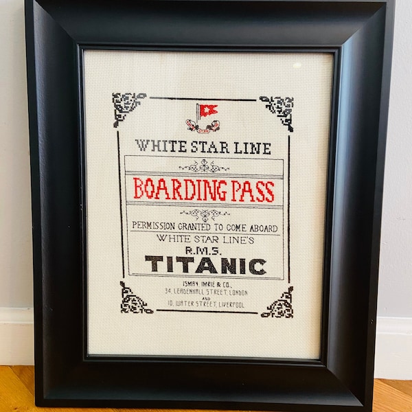 Titanic Boarding Pass Cross Stitch Pattern - PDF Pattern