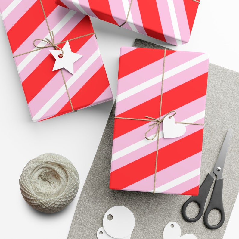 Pink Candy Cane Gift Wrap Papers Etsy