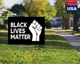 Free Overnight Shipping Sign Black Lives Matter BLM Fist Yard Signs 10 Pack with Stakes