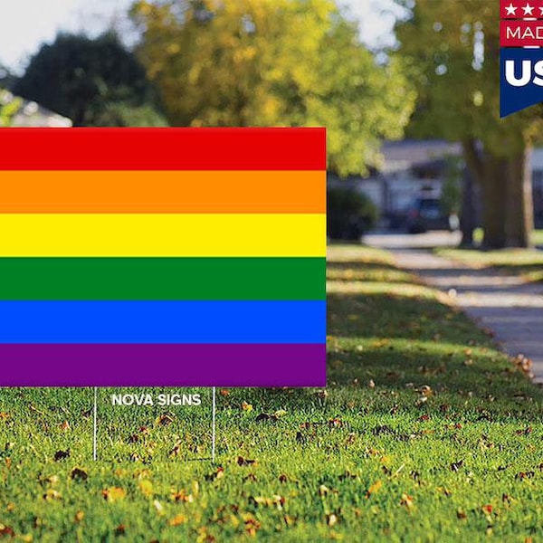 LGBTQ Rainbow Flag Yard Sign Double Sided (Weatherproof)