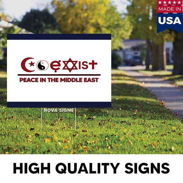 Coexist Peace In The Middle East Yard Sign Double Sided (Weatherproof)