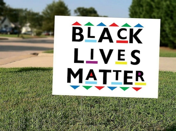 Black Lives Matter BLM Yard Sign Double Sided (With H-Stake) + Free Stickers