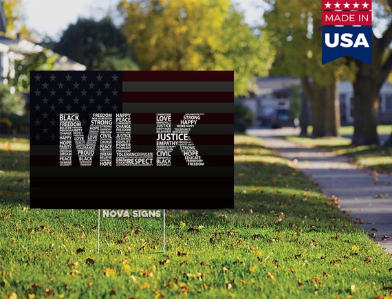 Martin Luther King Jr. American Flag MLK Text Yard Sign Double Sided (Weatherproof) + Vinyl Decal