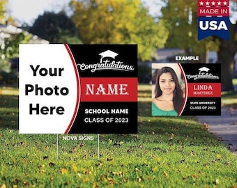 Personalized Graduation / Congratulations Yard Sign Double Sided With H-Stake (Weatherproof)