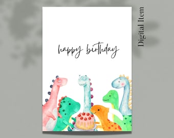 Birthday Cards, Digital Printable, Download, Birthday Gift, Happy Birthday, Kids Birthday, Dino Birthday Card, Dinsaur Birthday Card