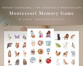 Montessori Printable Activity - Matching memory activity for toddlers and preschoolers, Instant downloadable learning educational printable