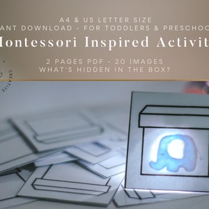 Montessori Printable Activity - Whats in the box fun activity for toddlers and preschoolers, Digital downloadable exploring printable