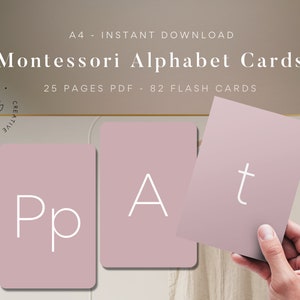 DIGITAL MONTESSORI ABC - Minimalistic digital alphabet flash cards, Homeschool, School and Preschool toddler learning educational cards