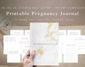 Printable Pregnancy Journal - Golden Printable Pregnancy Planner, Gift for expecting mom, Baby shower gift, Baby gift, Pregnancy gift