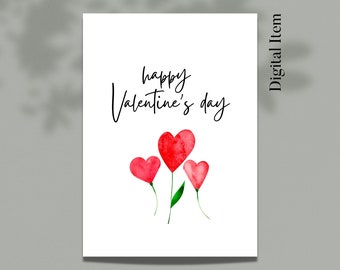 Valentines Day Card, Digital Printable, Download, Love Gift, Happy Valentines Day Card, Valentines Card, Love Card