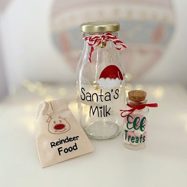 Personalised Christmas Eve Santa milk bottle/ elf food/ reindeer food/ gift/ Christmas tradition/ Xmas eve box filler/ Christmas decor
